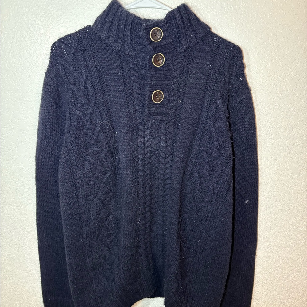 Weatherproof Navy Cable Knit Sweater